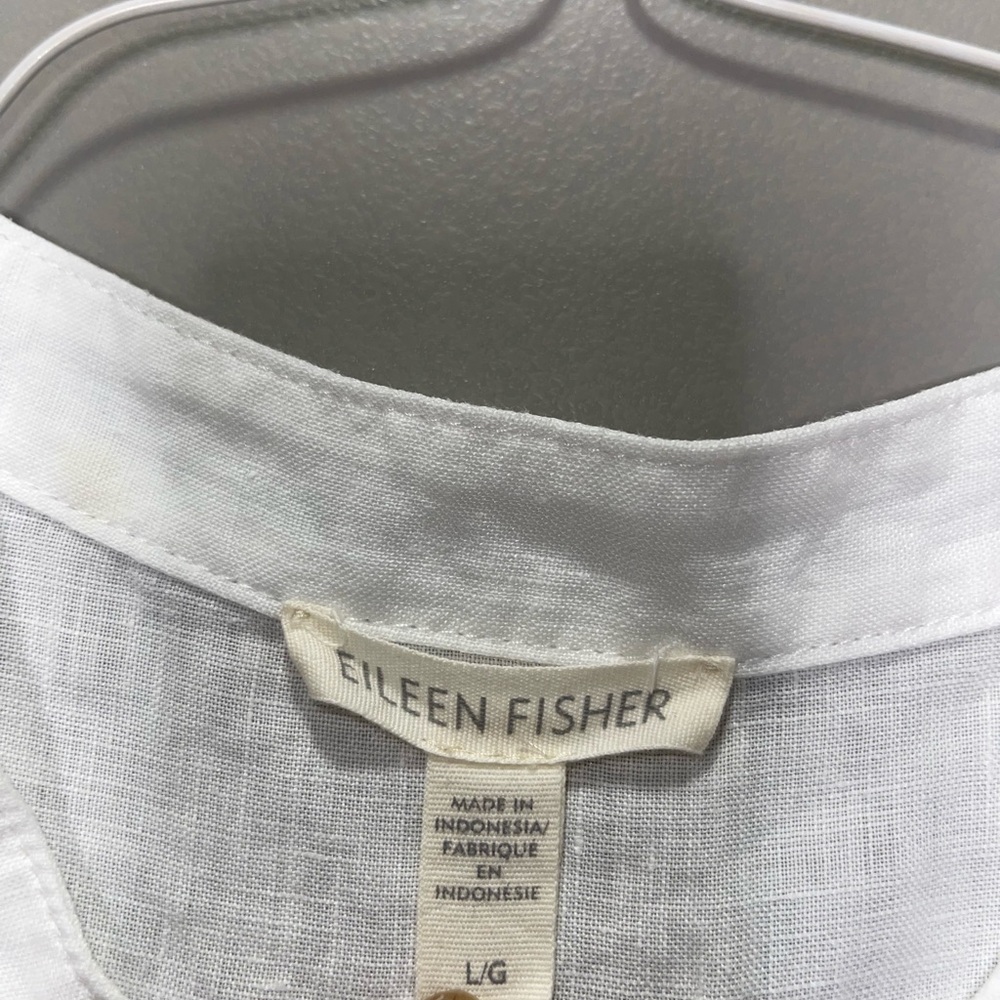 Eileen Fisher Crisp White Linen Blouse - Picture 3 of 8